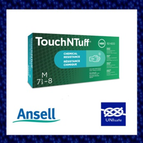 Ansell TouchNTuff 92-600 Disposable Nitrile Gloves, Size S to XL