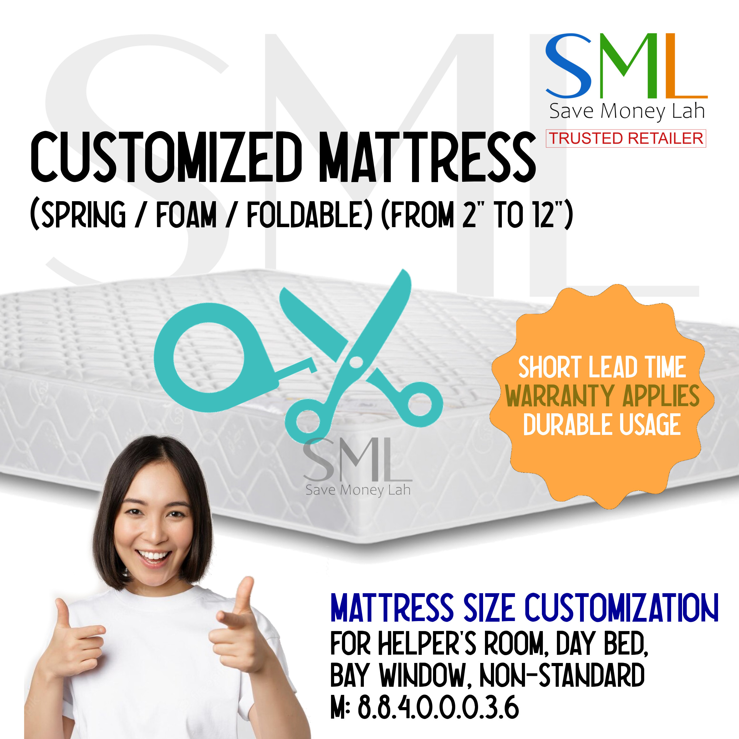 Customized Mattress / Customised Mattress / Odd Size Bed / Special Size Mattress / Made to Measure / Customization / Customisation / Custom Made Foam Mattress