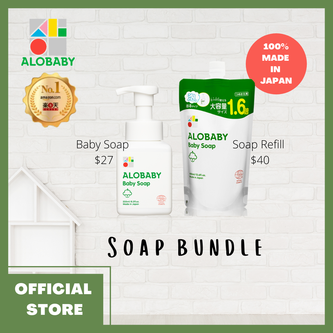 ALOBABY【Official】Baby Soap Bundle [Made-in-Japan / Organic / Baby Skincare / Body Soap / Foam / Bath]