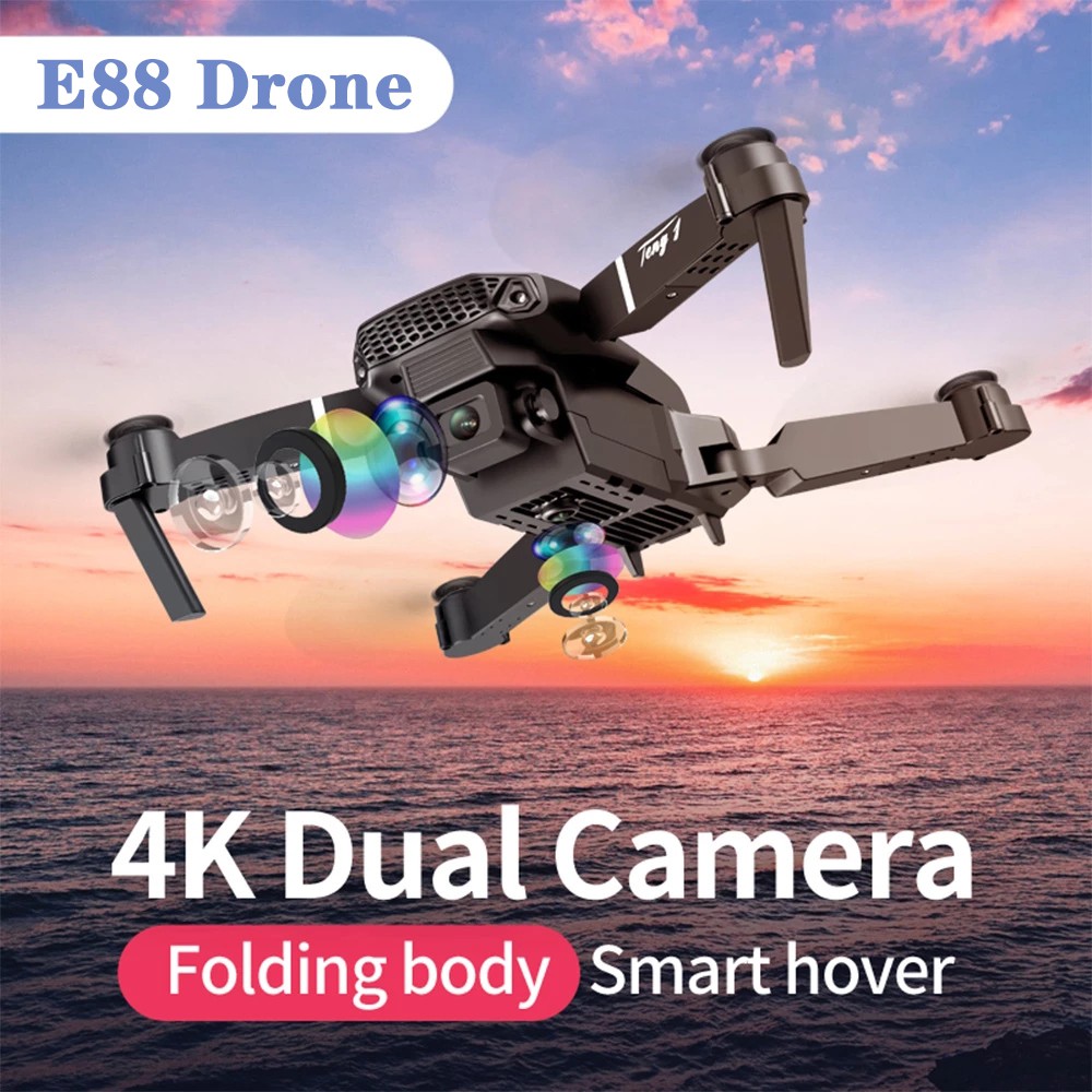 Ready Stock E88 dron Mini 4K DUAL Camera Drone with drone murah Drone 4K Equipped With WIFI FPV VIDEO RC Quadcopter